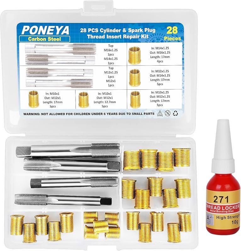 28-Piece Universal Spark Plug Thread Repair Tool Kit with Storage Case