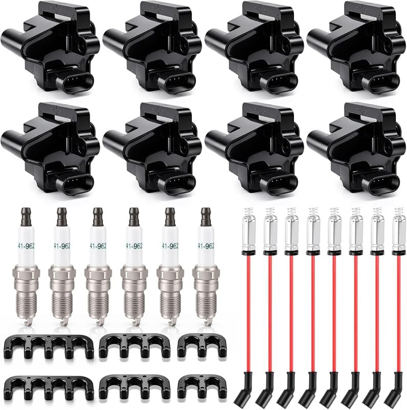 8 Piece Ignition Coil, Spark Plug, and Wire Set for Chevy Silverado Si