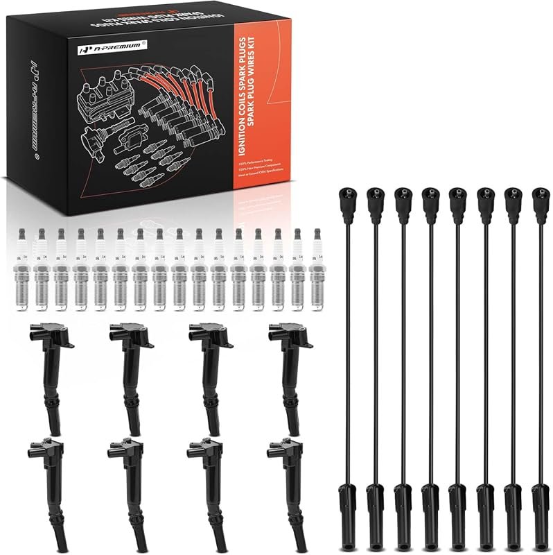 A-Premium 8 Ignition Coils, Spark Plug Wires, and 16 Iridium Spark Plu