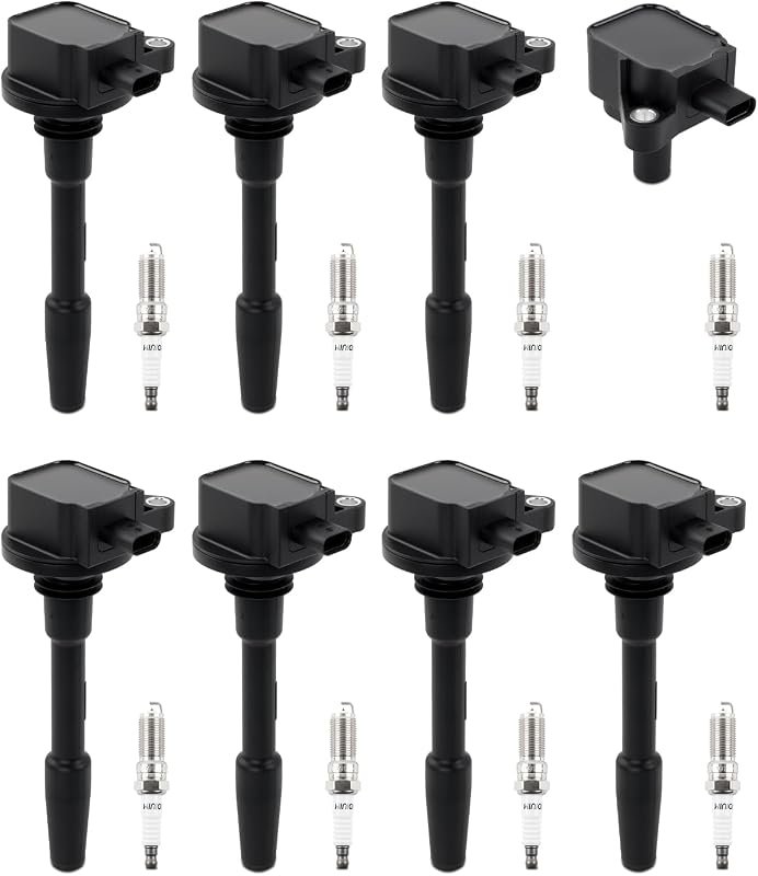 Ignition Coil Pack and 8 Iridium Spark Plugs Set for Ford F-150 Mustan