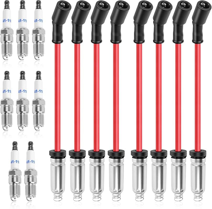 High-Performance 8-Piece Spark Plug and Wire Set for Chevy GMC LS V8 E