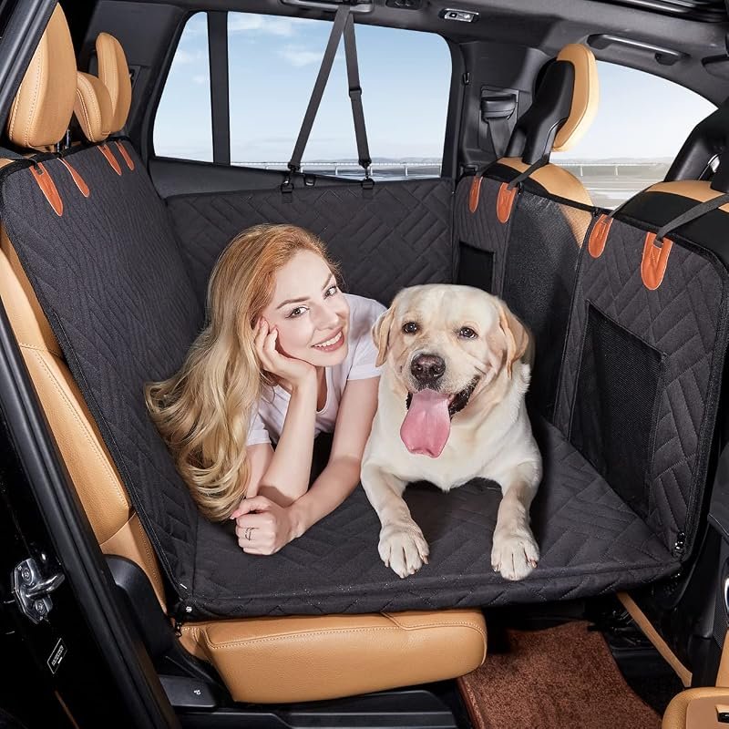 YJGF Hard Bottom Dog Car Seat Cover with Back Seat Extender for All Ve