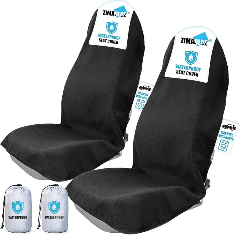 ZIMABLUE 2-Pack Heavy-Duty Waterproof Car Seat Towel Covers
