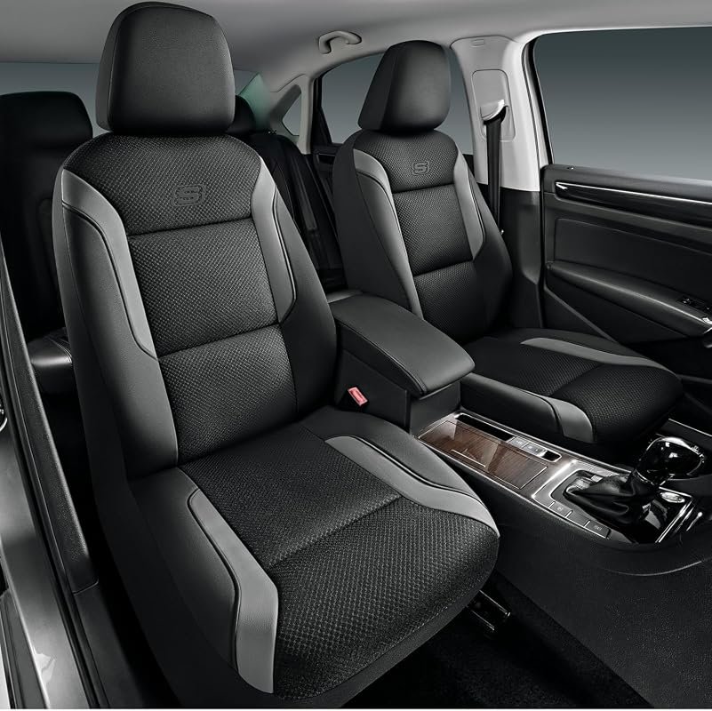 Skechers Memory Foam Air Cool Mesh Front Car Seat Covers, Gray Breatha