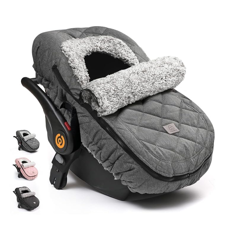 ACRABROS Baby Car Seat Cover, Winter Infant Canopy with Zipper Peeping
