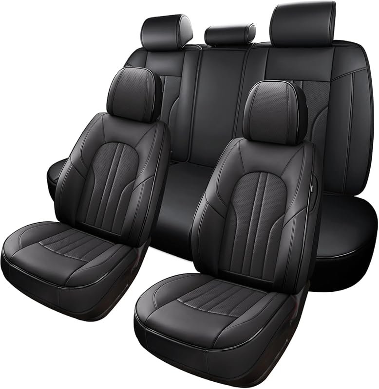 MINGBRON Universal Nappa Leather Full Set Car Seat Covers, Waterproof 