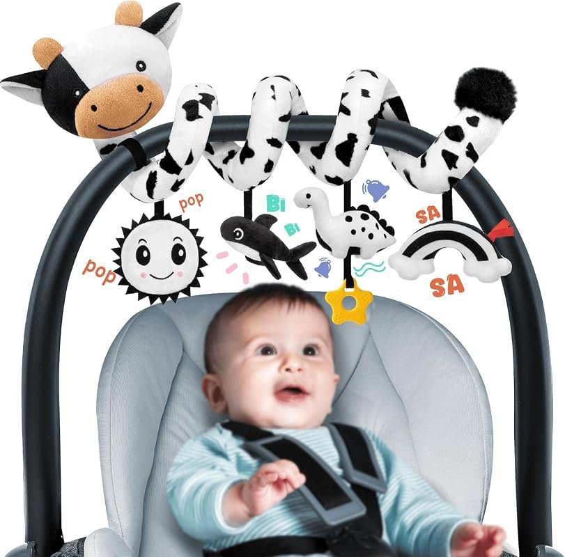 Spiral Cow Car Seat Toy