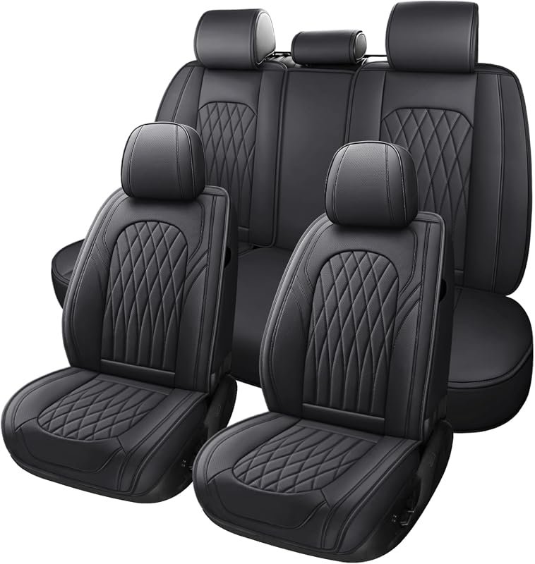 WELLDO Nappa Faux Leather Car Seat Covers Full Set