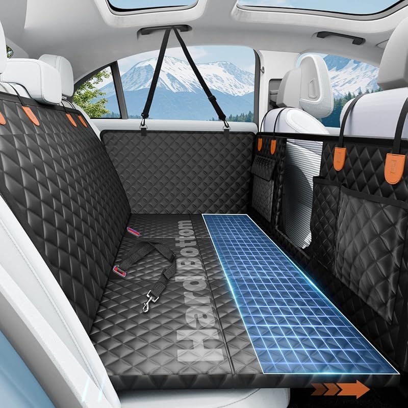 Durable Hard Bottom Dog Car Seat Cover Hammock, Waterproof Back Seat P