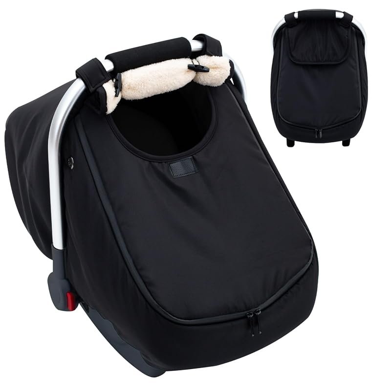 Winter Baby Car Seat Cover, Thick Fleece Lined Infant Canopy with Priv