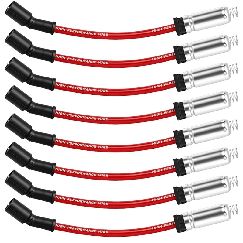 Performance Red Spark Plug Wires Set of 8 for Chevy GMC LS V8 4.8 5.3 