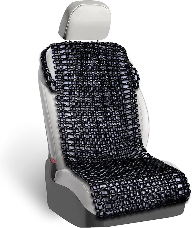 ZONETECH Black Wooden Beaded Seat Cover