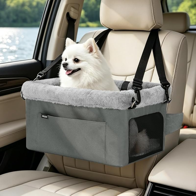 JOEJOY Deluxe Dog Booster Seat with Sturdy Metal Frame, Safety Leash, 
