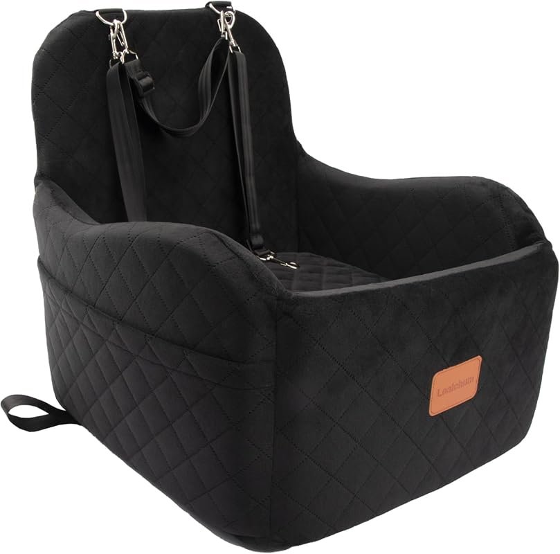 Lealchum Elevated Booster Car Seat for Small Medium Dogs with Storage