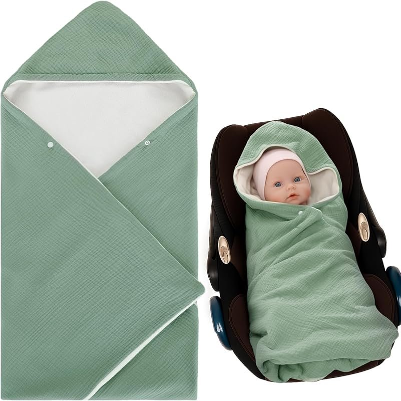 VioraWhite Muslin Cotton Car Seat Blanket