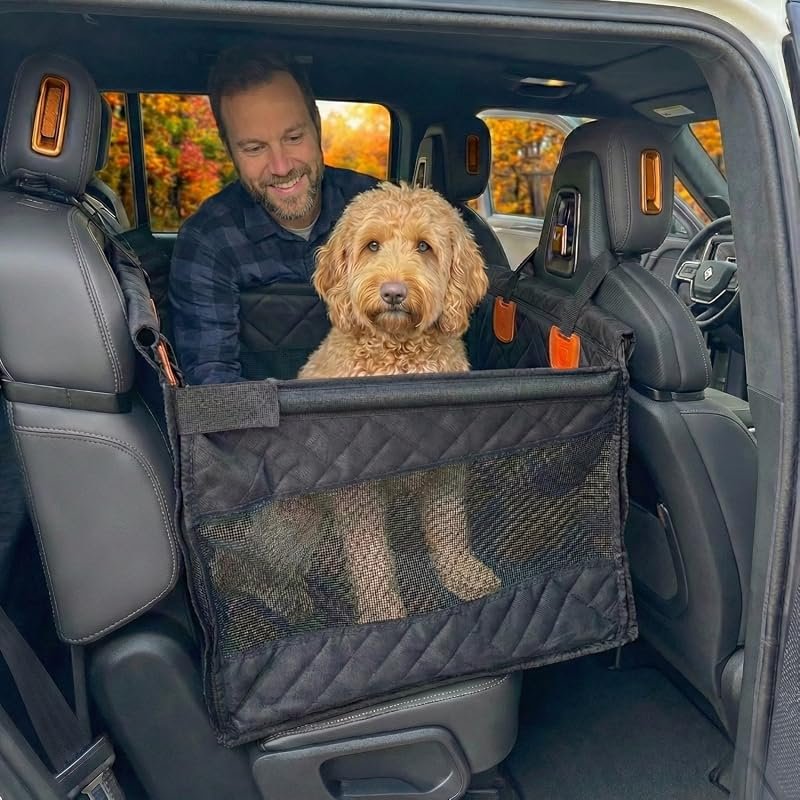 Durable Dog Car Seat for Small and Medium Pets with Zip-Down Sides and