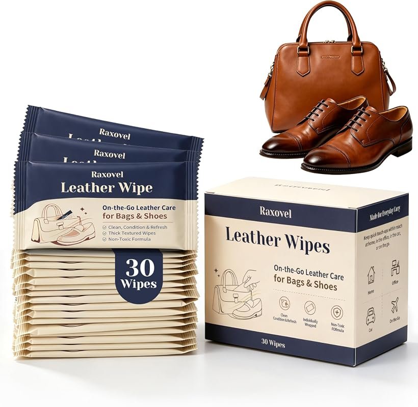 Premium Leather Cleaner Wipes for Purses, Shoes, and Accessories, 30 C
