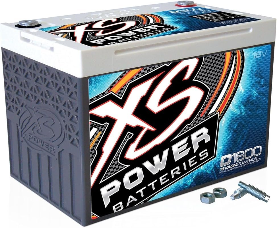 XS Power D1600 16V 2,400 Amp AGM Battery Featuring Heavy-Duty 3/8 Inch