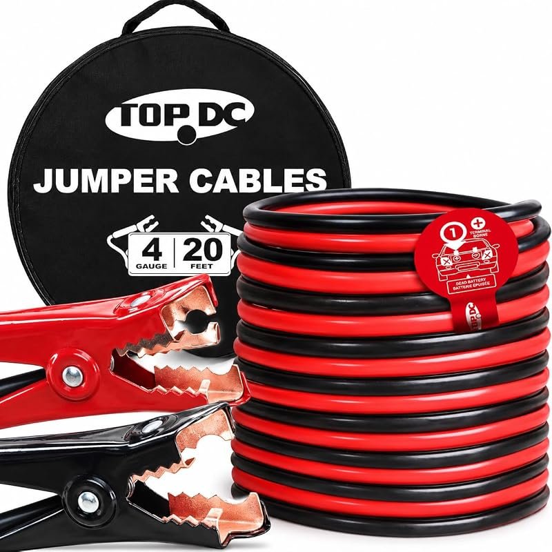TOPDC 4 Gauge 20 Feet Heavy Duty Jumper Cables