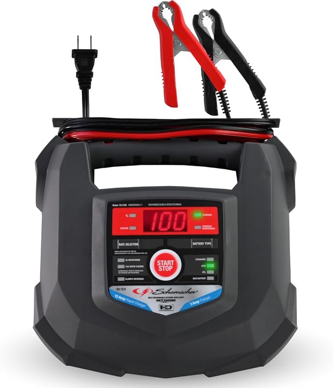Schumacher Electric 15A Car Battery Charger and Maintainer, 6V/12V Fas