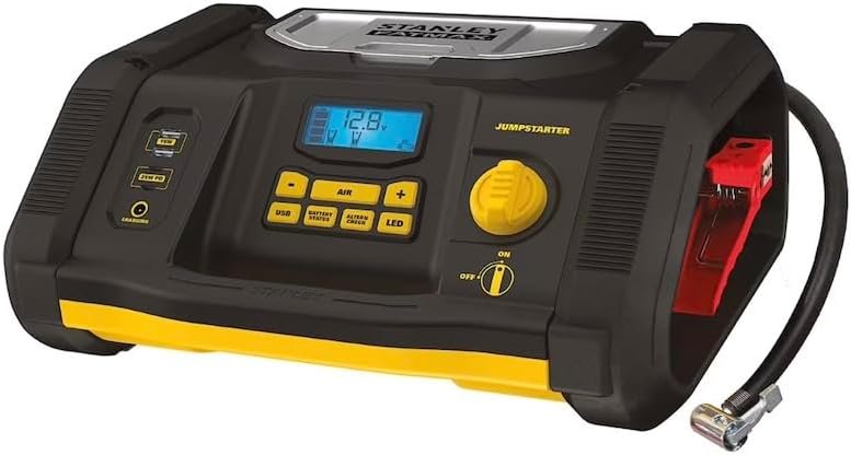 Stanley Fatmax 1000 Peak Amp Power Station featuring a 120 PSI Air Compressor