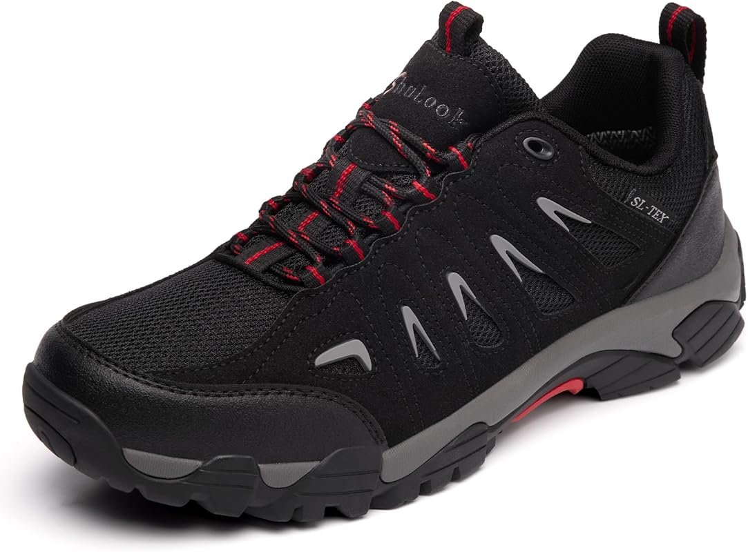 SHULOOK Men's Waterproof Hiking Shoes, Lightweight Low Top Trail Shoes