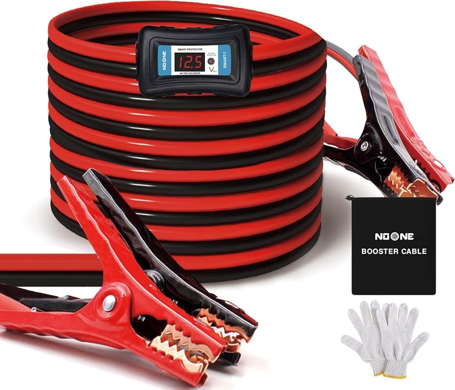 NOONE 2 Gauge 20 Feet Heavy Duty Car Battery Jumper Cables with Revers