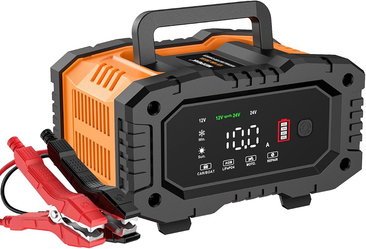 NEXPEAK NC202 10A Smart Battery Charger for 12V 24V Lead Acid and LiFe
