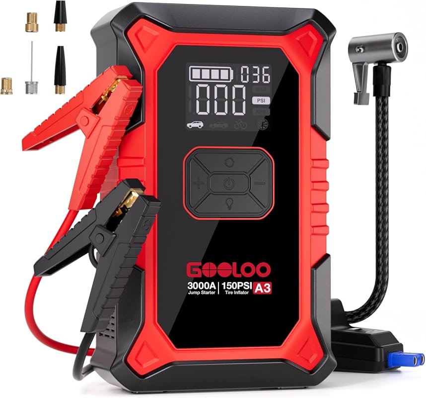 GOOLOO A3 12V 3000A Portable Car Jump Starter Power Bank with Integrated