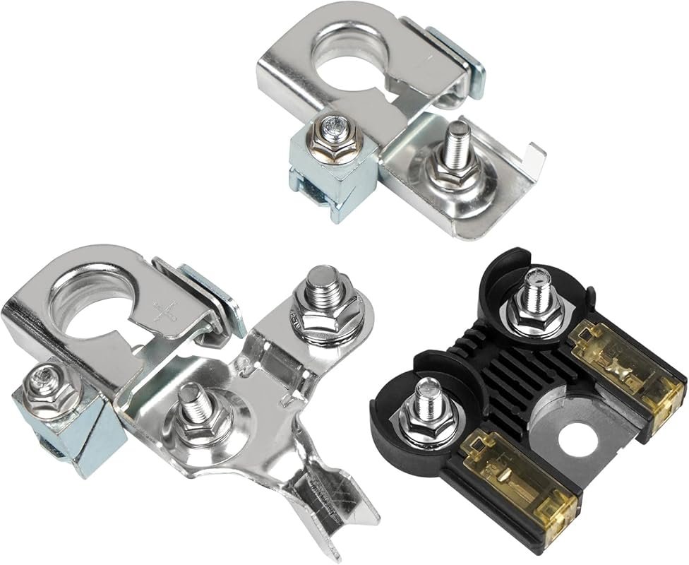 Positive and Negative Battery Terminal Clamp and Fuse Combo Pack Compa