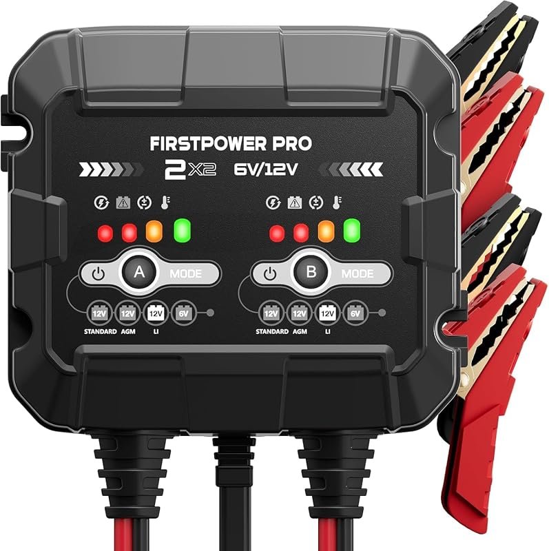 2-Bank 4A Smart Trickle Charger and Maintainer for 12V and 6V Car, Mot
