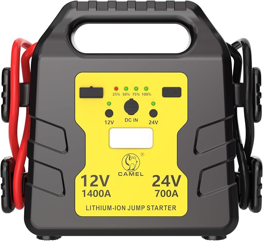 12V and 24V All-in-One Lithium-ion Jump Starter with 1400A Peak Current