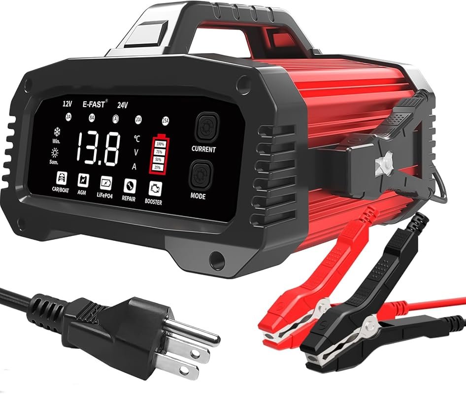 25A Smart Car Battery Charger and Maintainer with 200s Booster Mode fo
