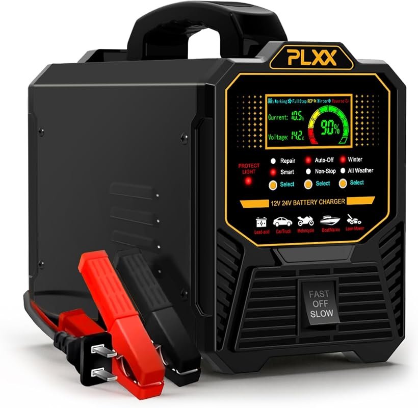 PLXX 12V 24V 0-15A Automatic Car Battery Charger Heavy Duty Smart Tric