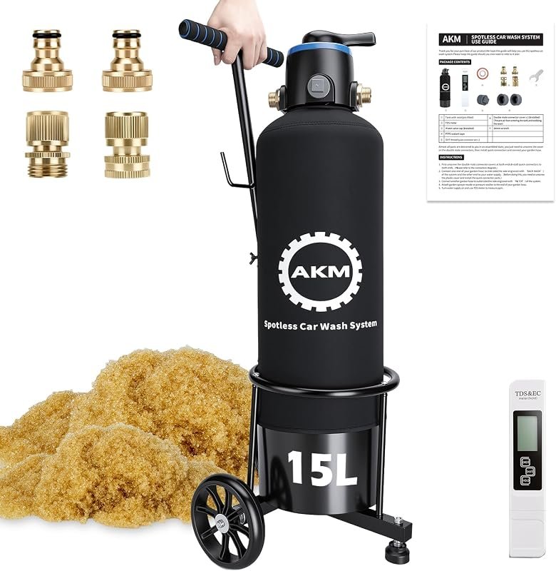 Spotless Water System for Car Wash with 15L DI Resin, Garden Hose Quic