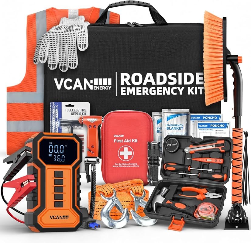 Heavy Duty Portable Car Jump Starter with Built-in Air Compressor