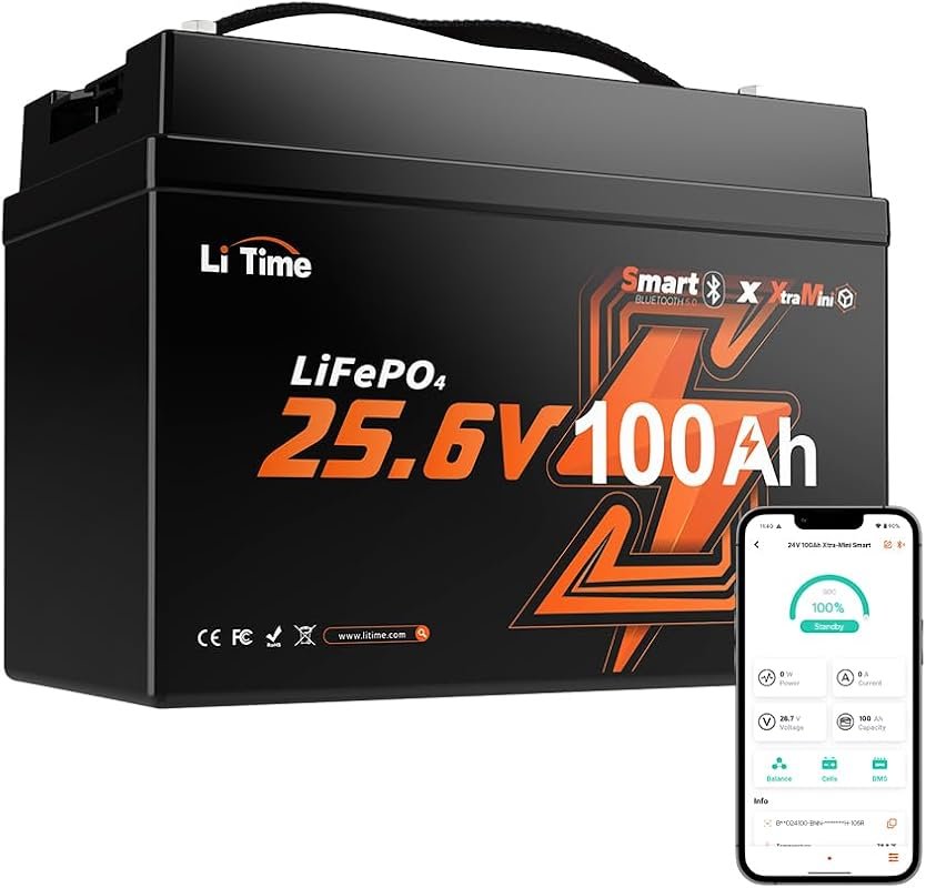 LiTime 4 Pack 24V 100Ah Mini Lithium Battery Specially Designed for Tr