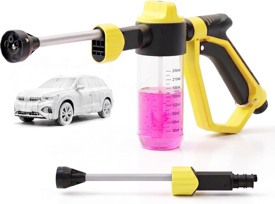 Adjustable Car Wash Foam Gun for Garden Hose Featuring Three Versatile