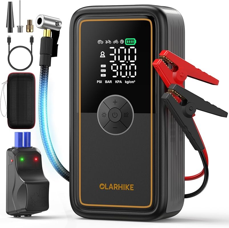 OlarHike 3000A Portable Heavy Duty Car Jump Starter with Built-In Air 